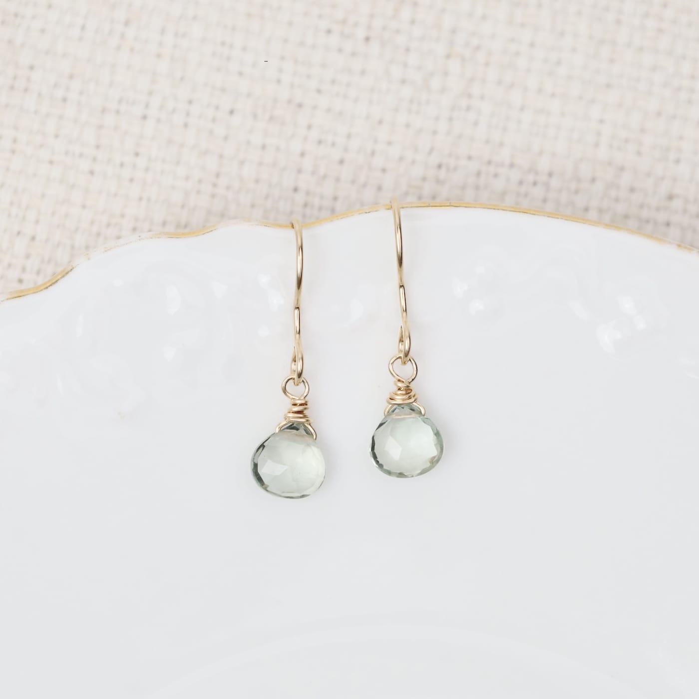 EAR-GF Heart Shaped Green Amethyst Earrings