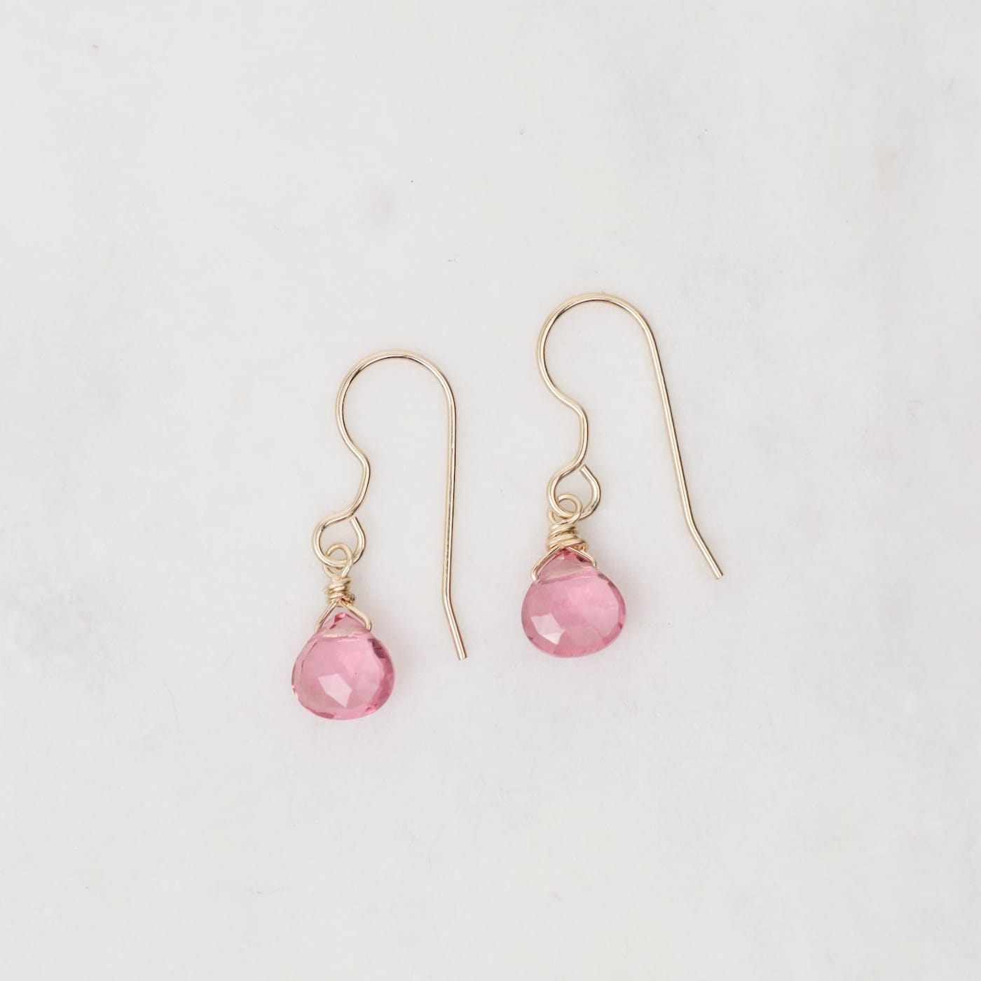 EAR-GF Heart Shaped Pink Quartz Earrings
