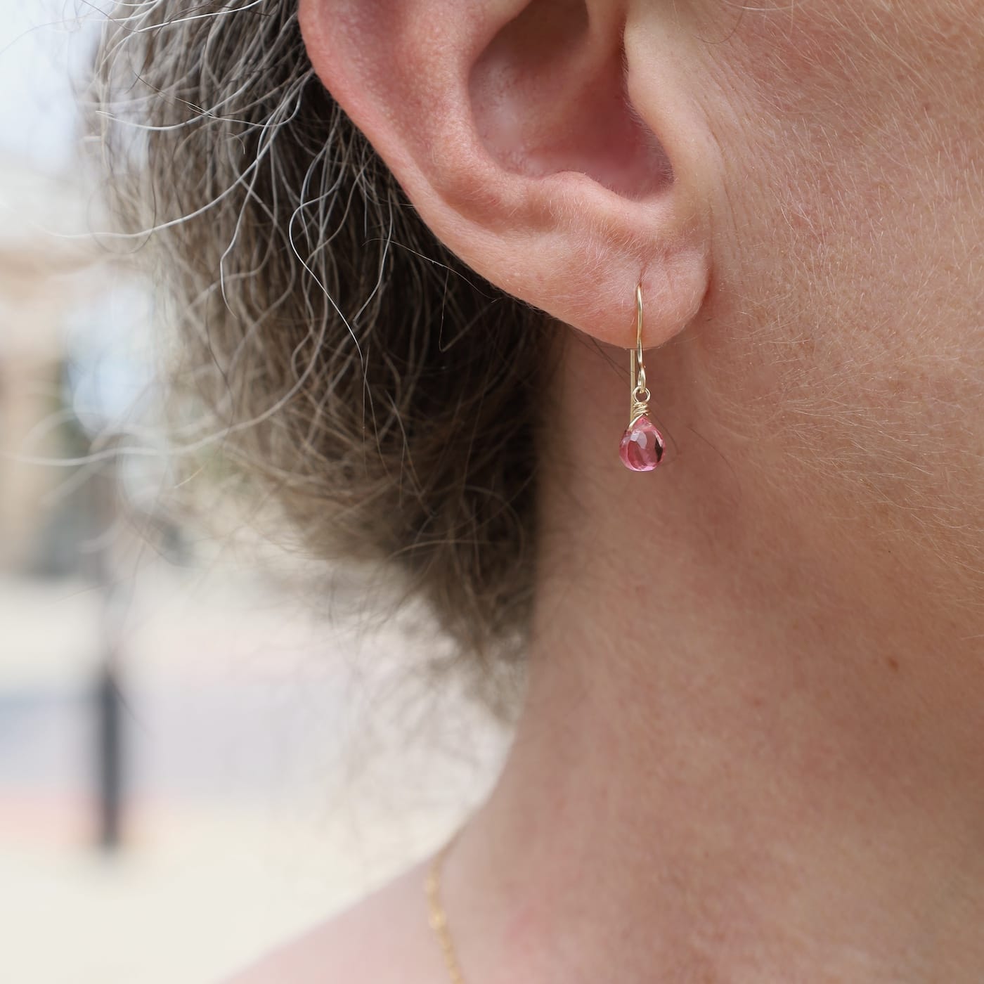 EAR-GF Heart Shaped Pink Quartz Earrings