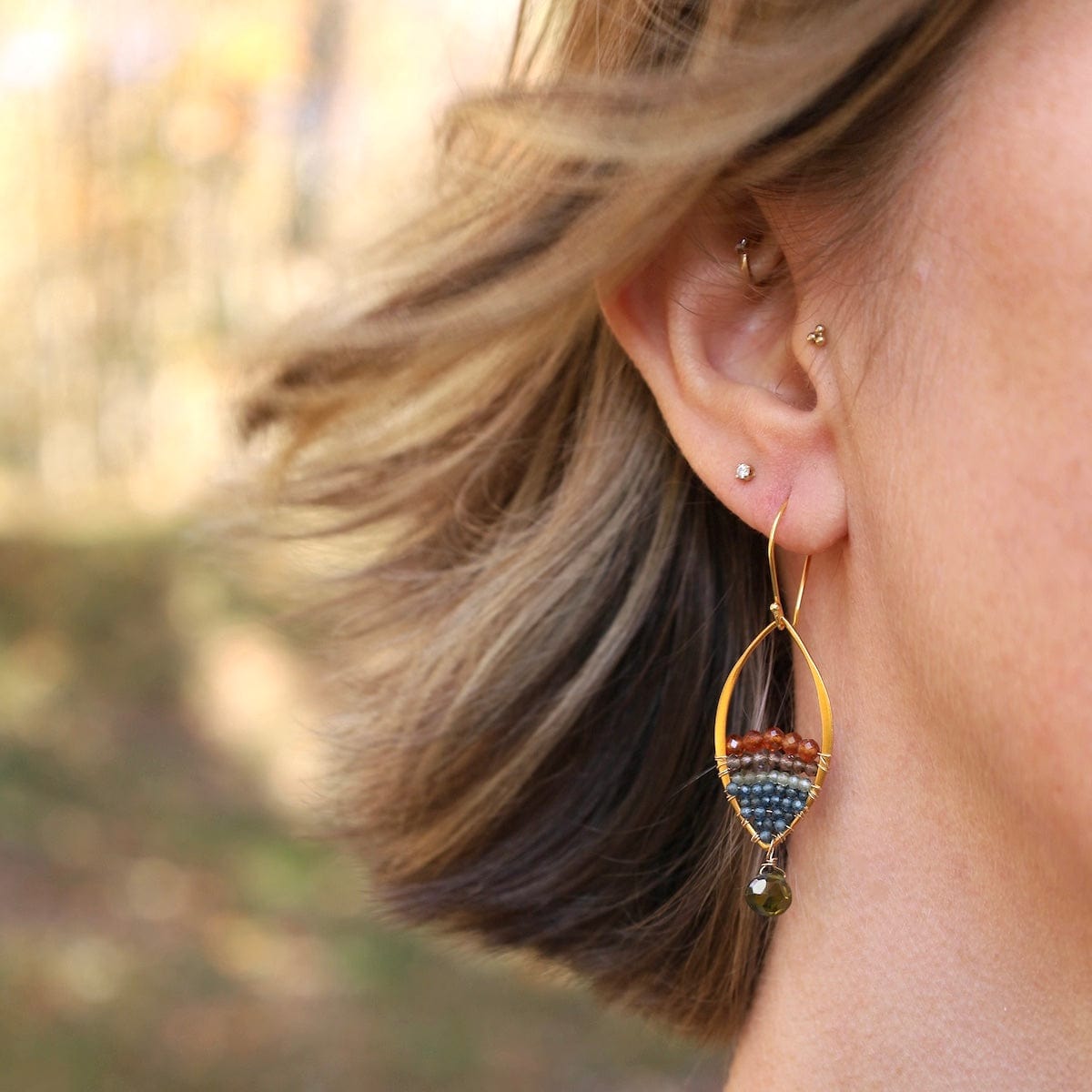 ear-gf Hessonite Garnet Gold Marquis Earrings