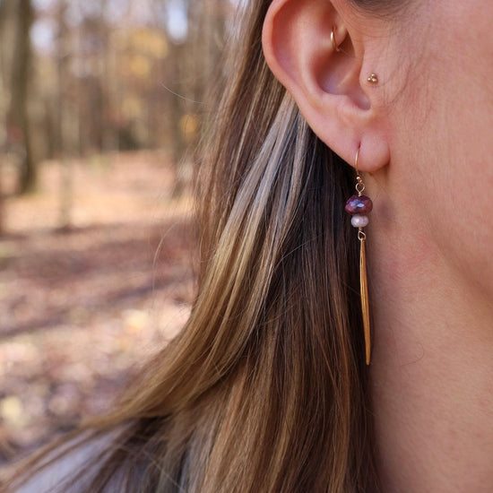 EAR-GF Icicle Earrings with Flat Semi Precious Stones - P