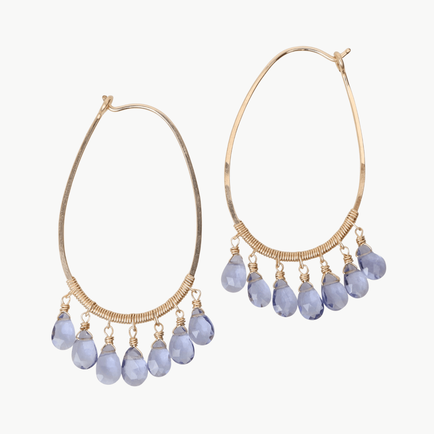 EAR-GF Iolite Drops Gold Filled Oval Hoop Earrings