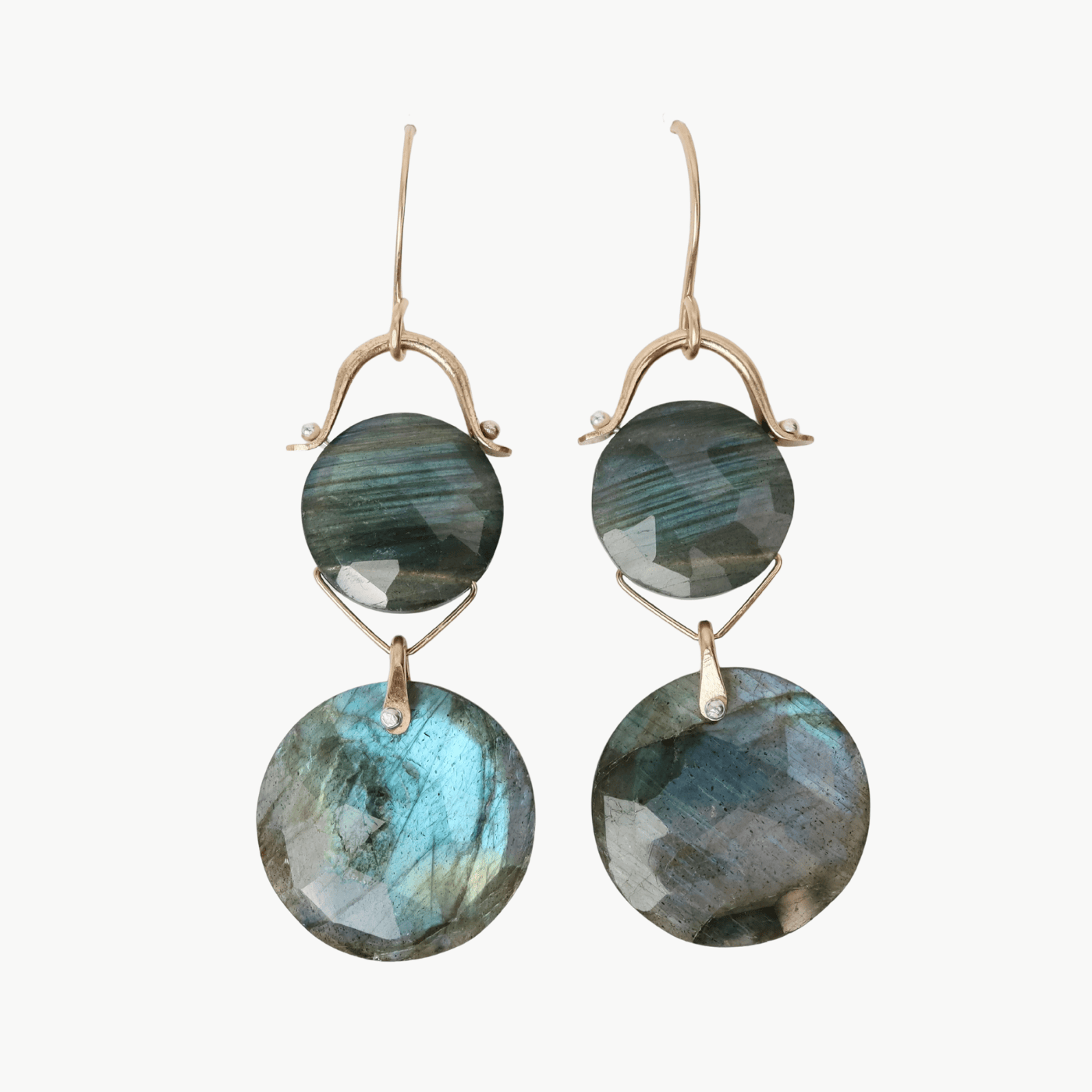 EAR-GF Labradorite Coin Mosaic Earrings