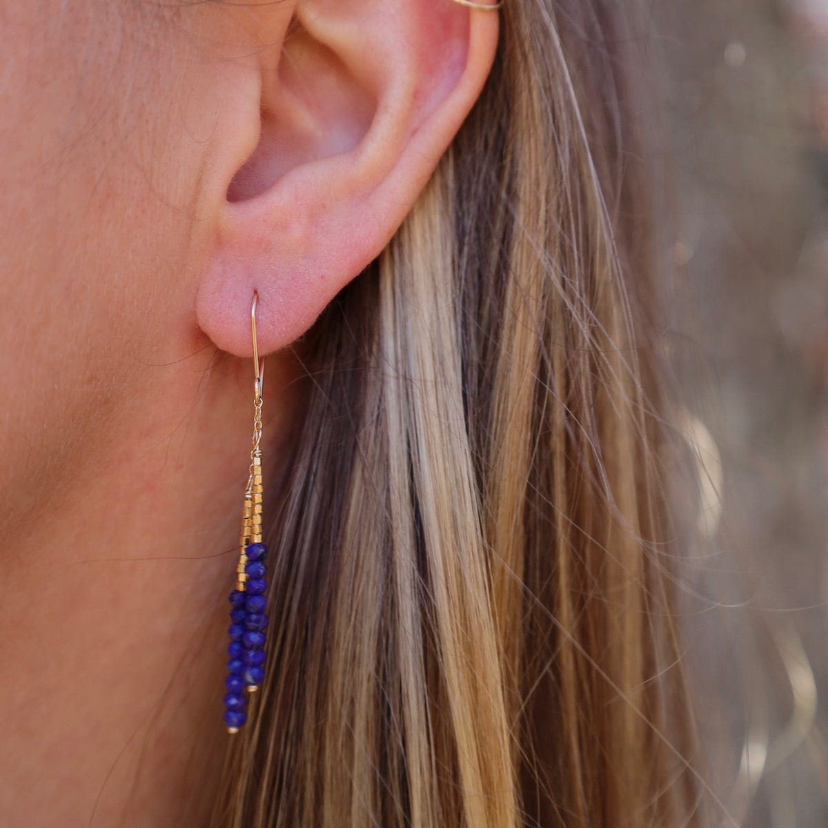EAR-GF Lapis Beaded Sticks Earrings
