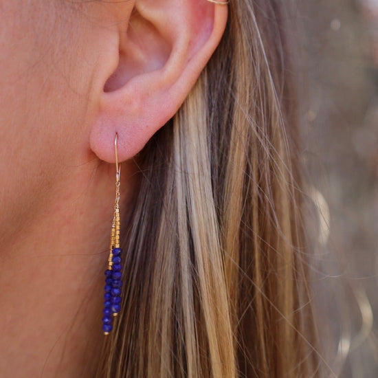 EAR-GF Lapis Beaded Sticks Earrings