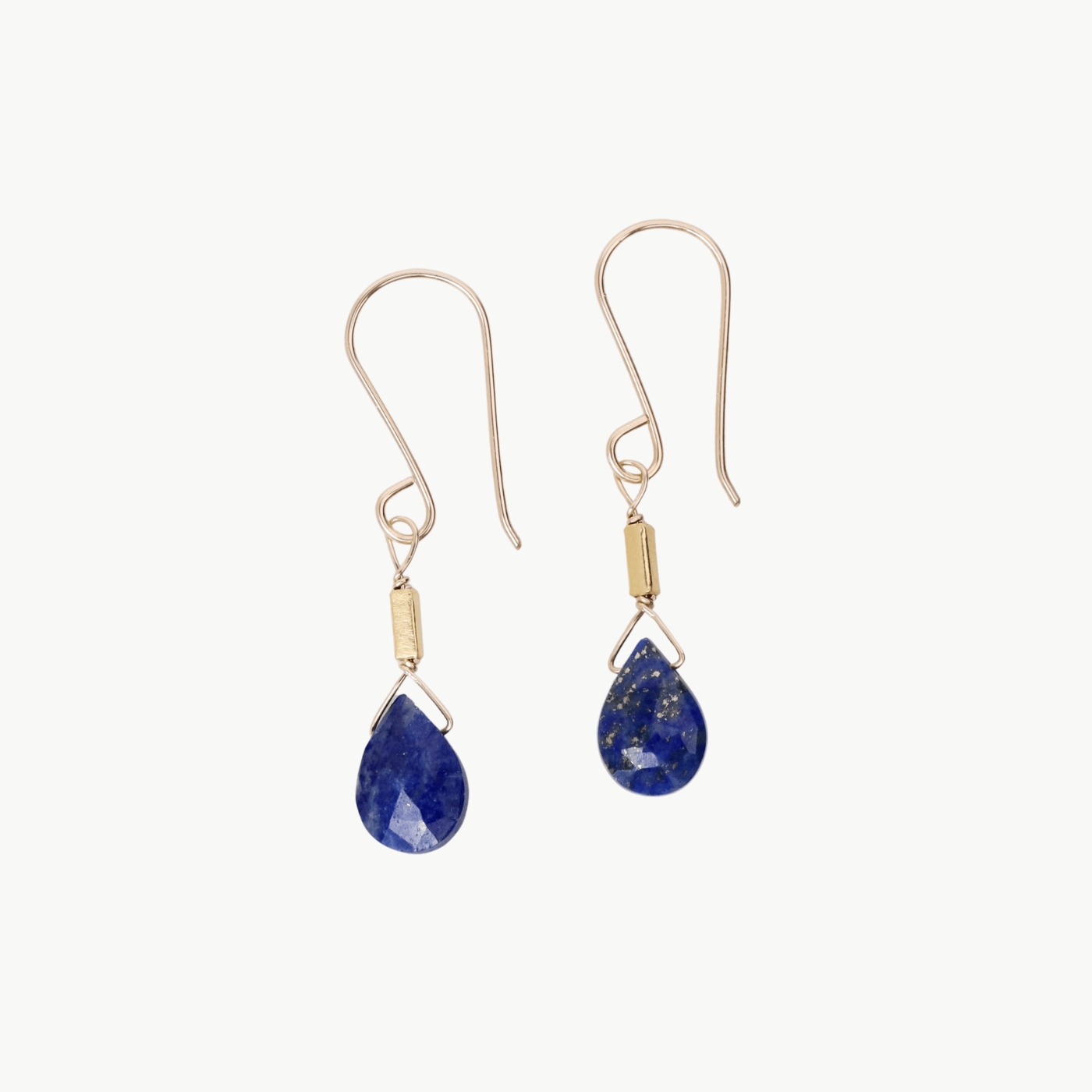 EAR-GF Lapis & gold vermeil beads drop earrings