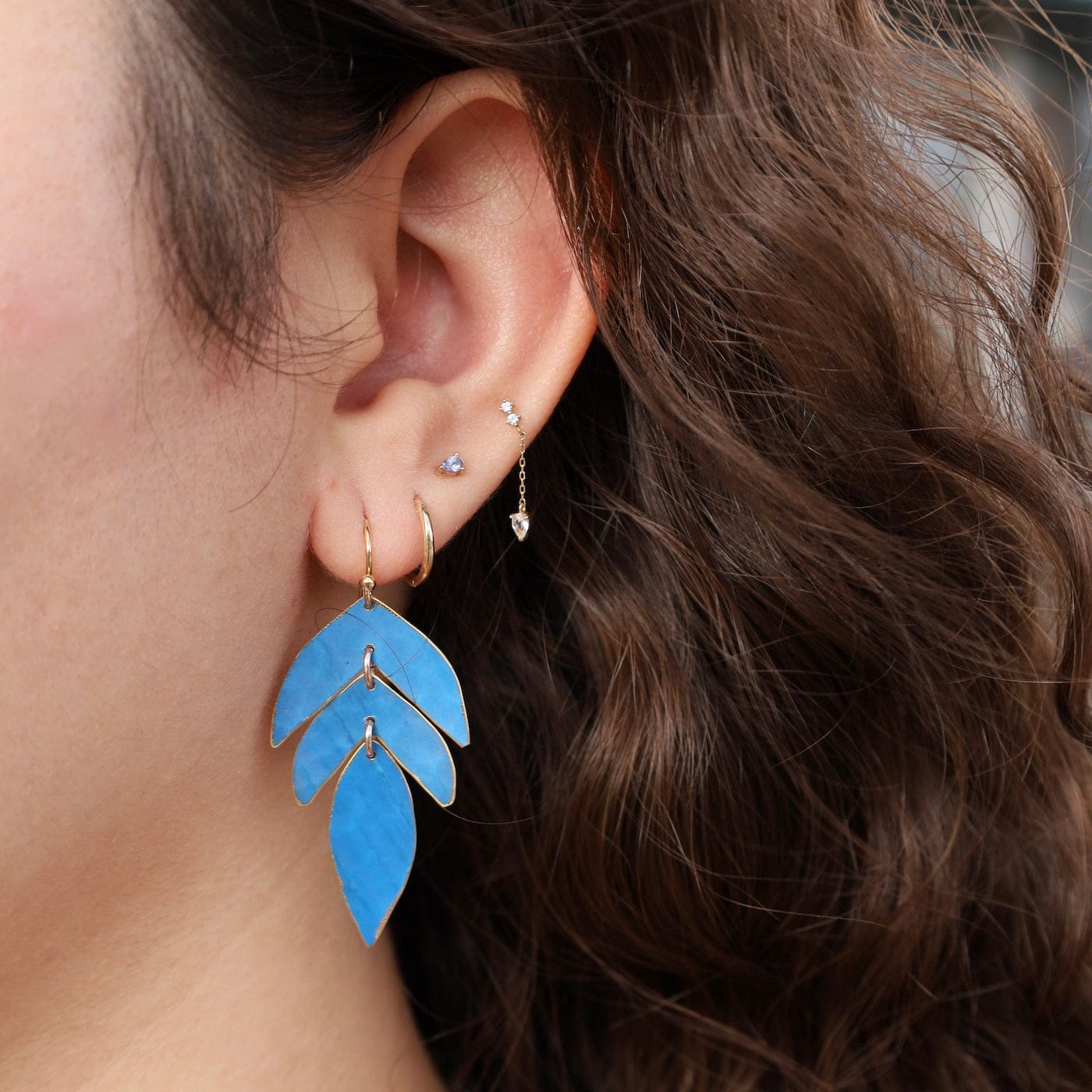EAR-GF Lapis Patina Palmita Earrings