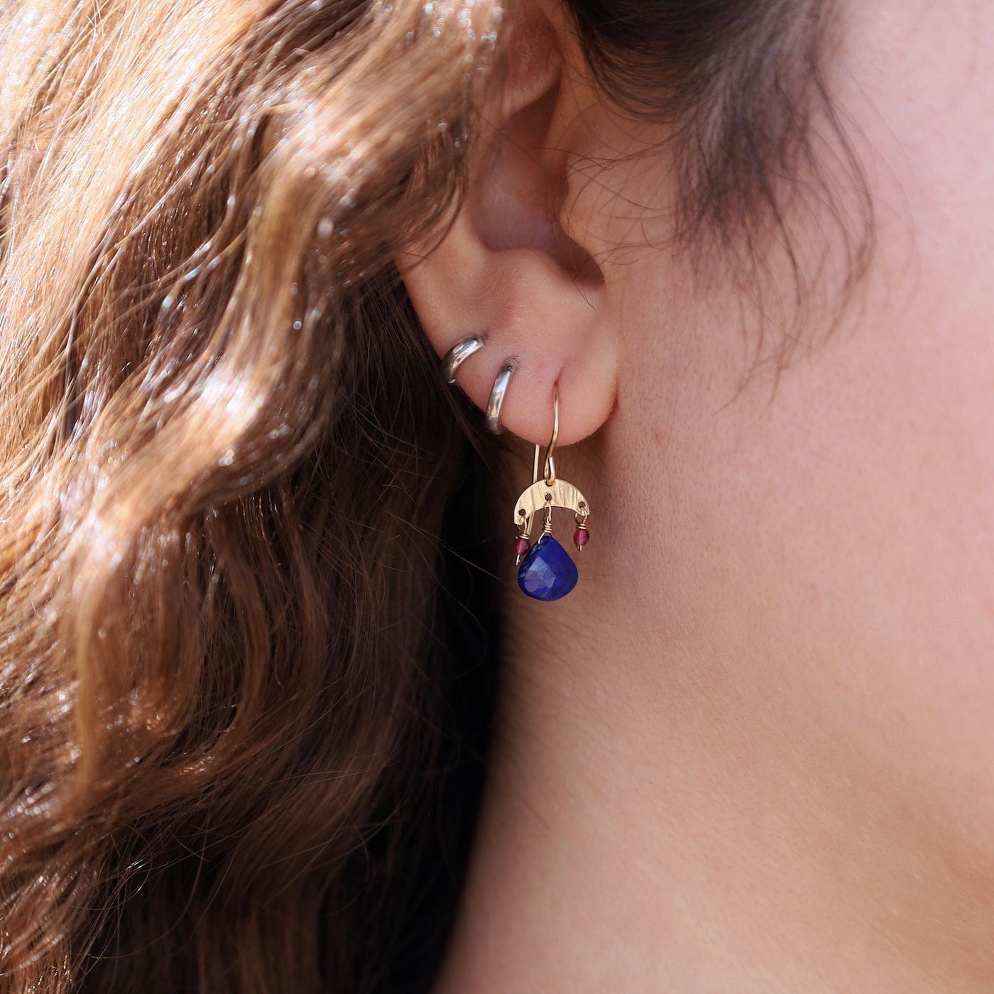 EAR-GF Lapis with Rhodolite Garnet Earrings