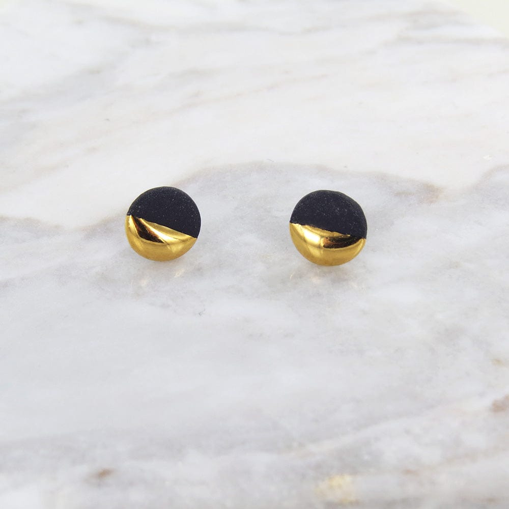 EAR-GF Large Black Gold Dipped Studs