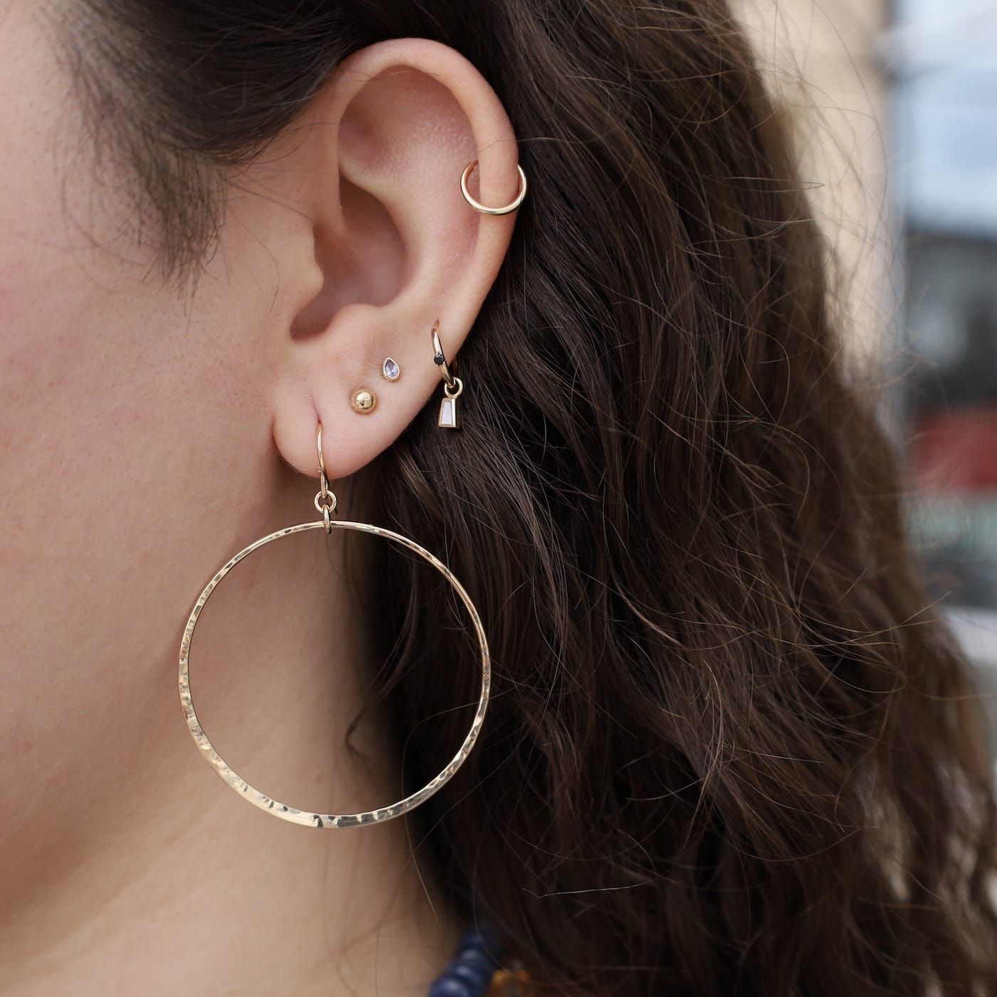 EAR-GF Large Gold Filled Bold Hammered Link Earrings