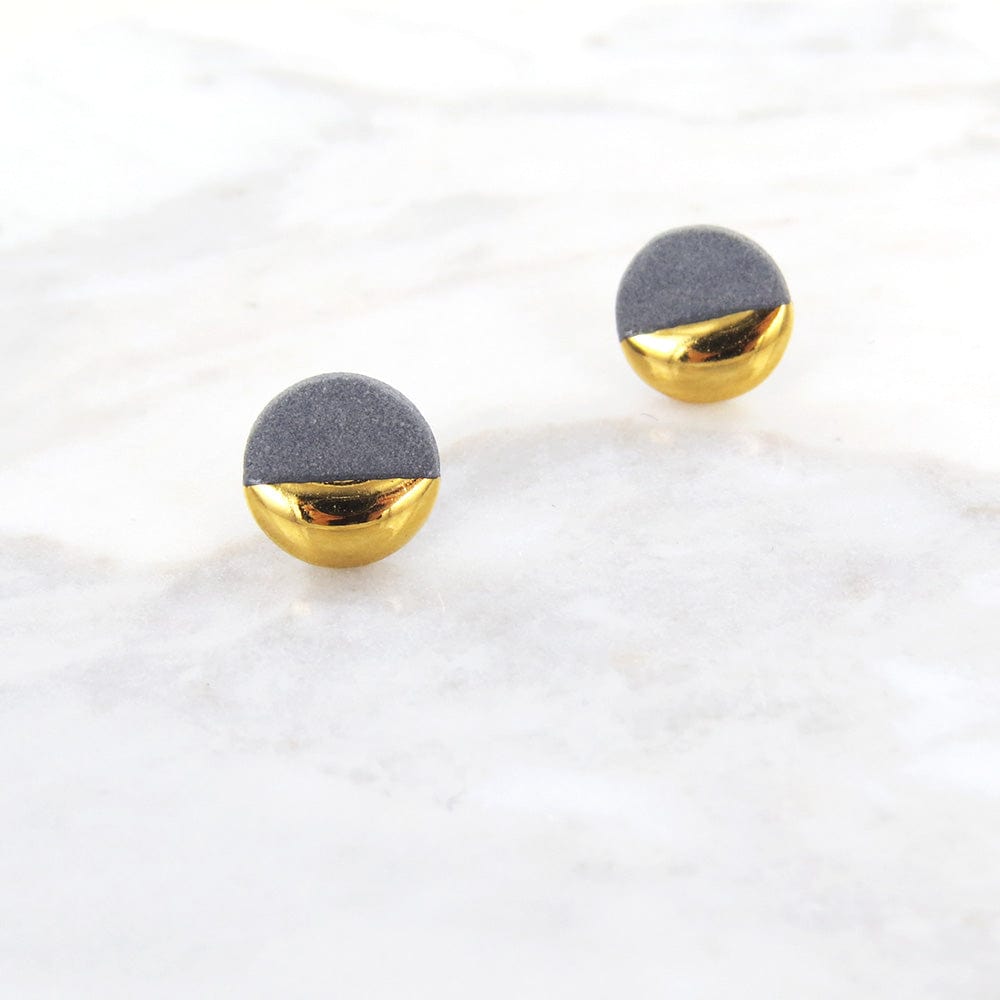 EAR-GF Large Grey Gold Dipped Studs