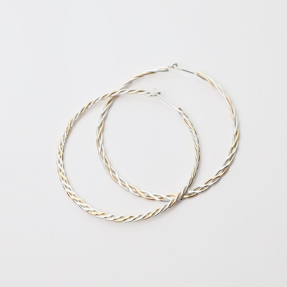 EAR-GF Large Mixed Sterling Silver & Gold Filled Braided Hoops