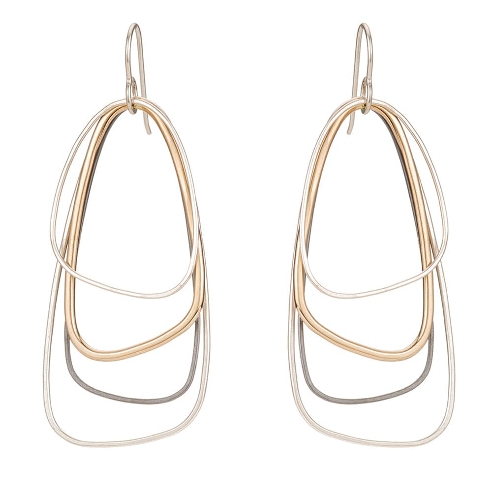 EAR-GF Large Tri-Toned Multi-Triangle Earrings