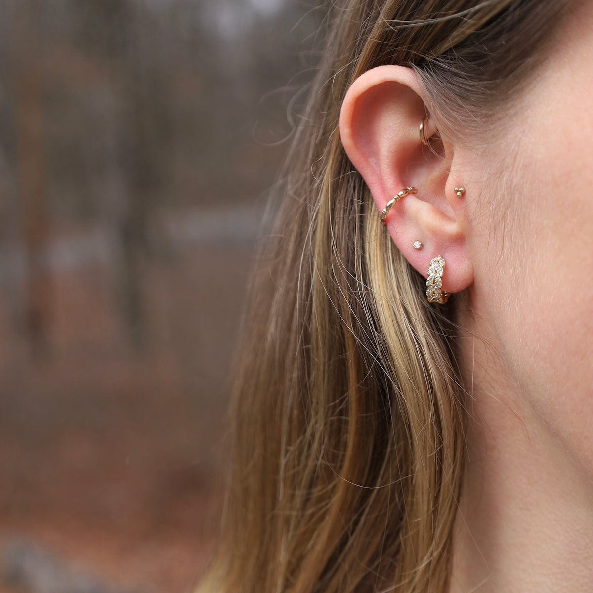 EAR-GF Laurel Pave Huggie Hoops Earrings Gold Filled