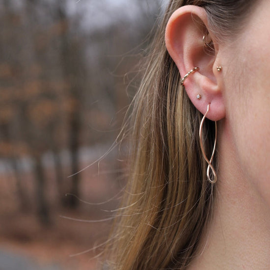 EAR-GF Leaf Hoop Earrings Gold Filled