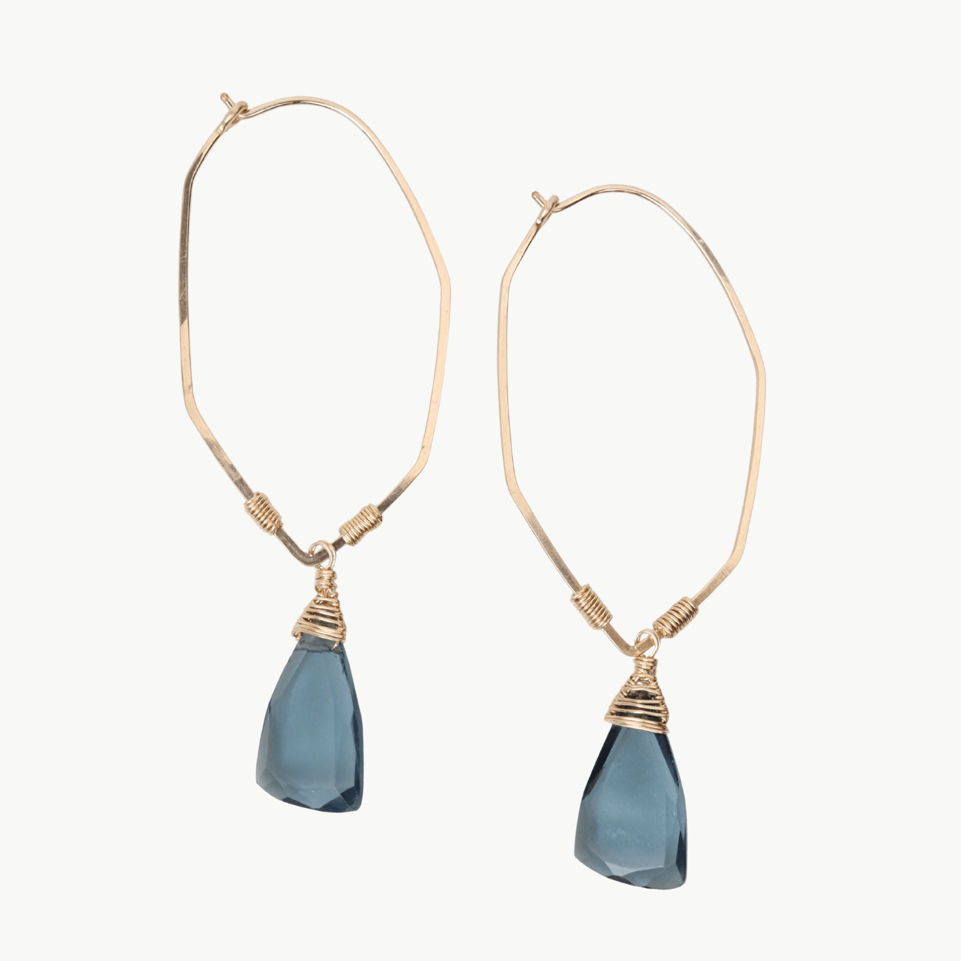 EAR-GF London Blue Quartz Gold Filled Organic Hoop Earrings