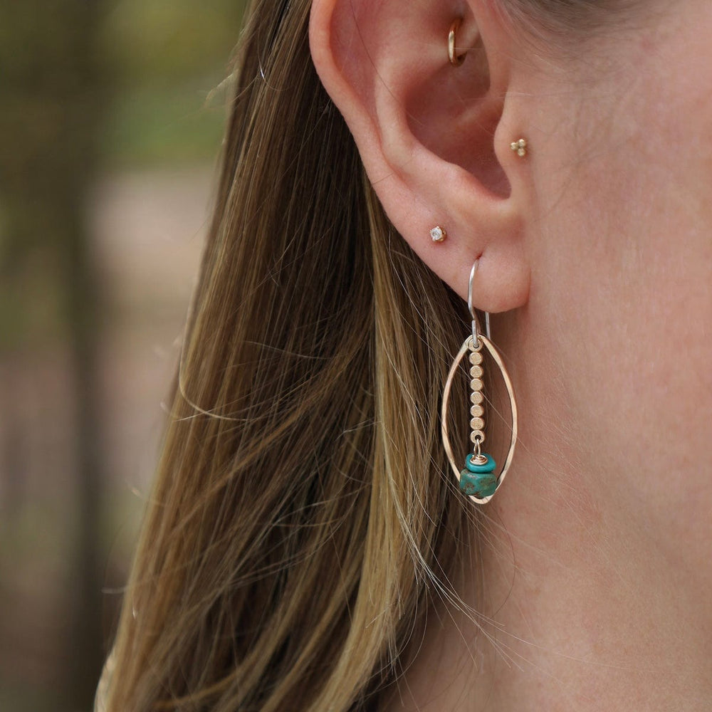 
                      
                        EAR-GF Marquise Frame with Turquoise Drop Earrings
                      
                    