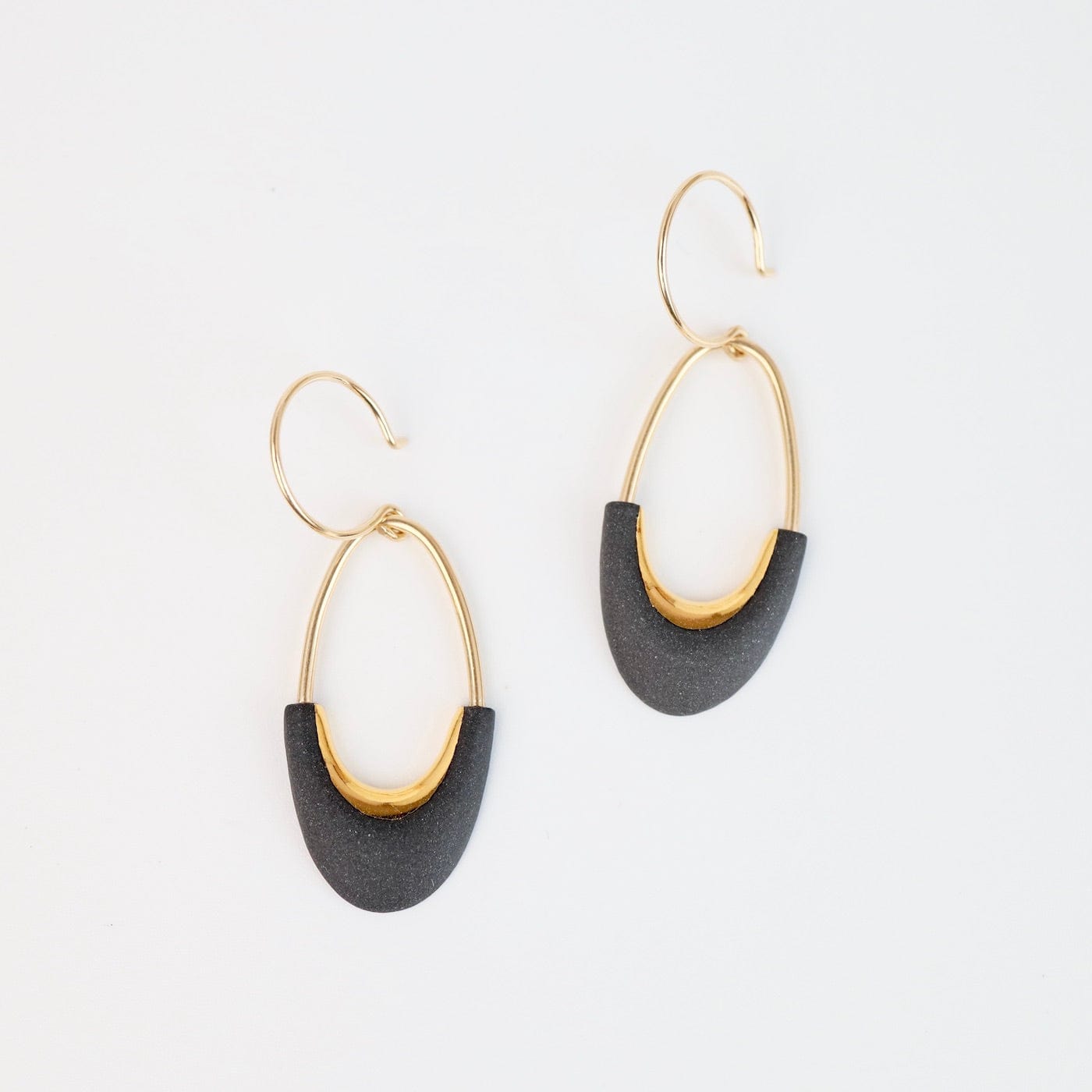 EAR-GF Matte Black Eden Oval Earrings