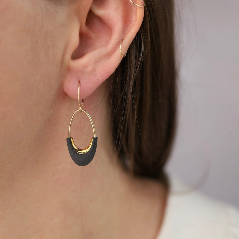 EAR-GF Matte Black Eden Oval Earrings