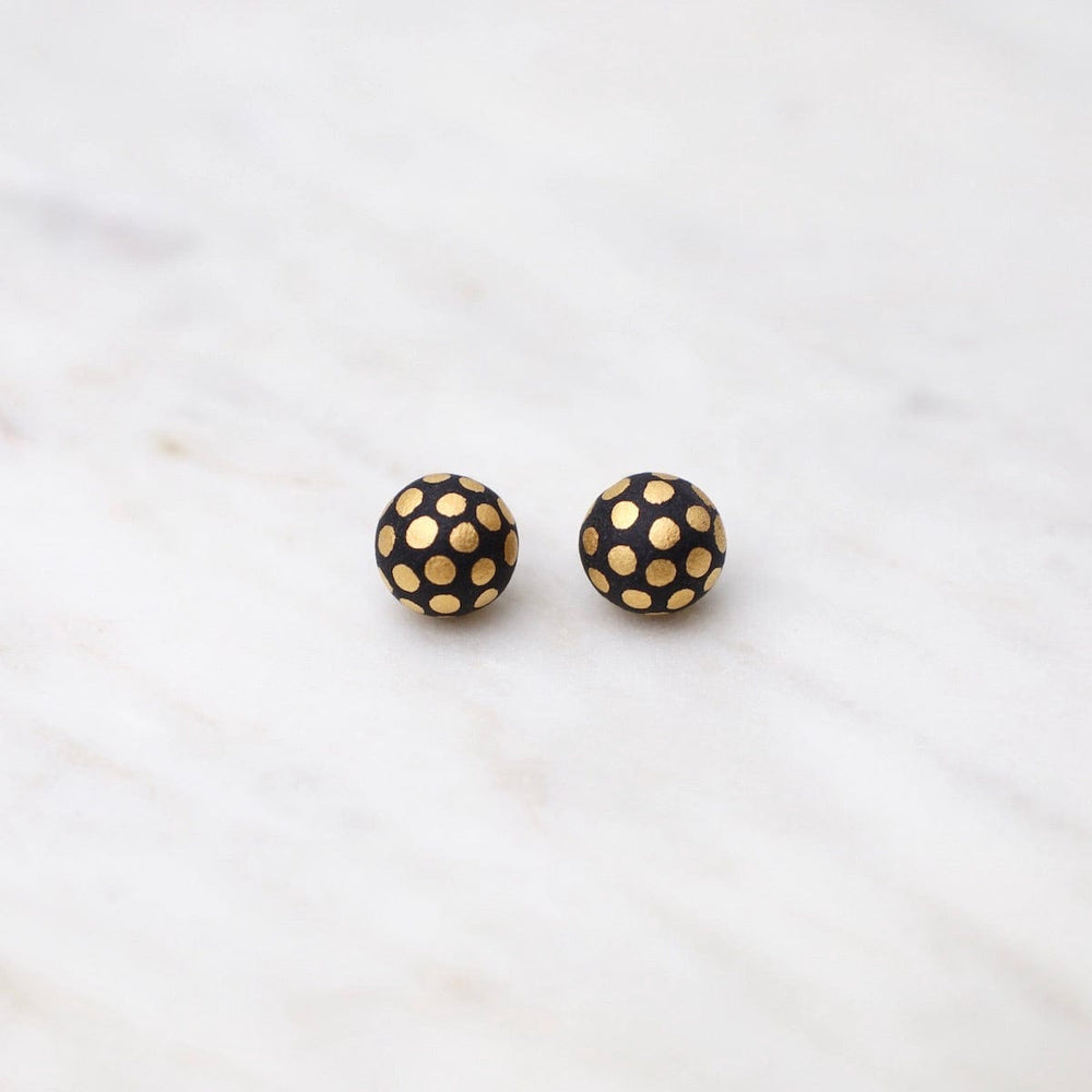 EAR-GF Matte Black Ladybug Studs