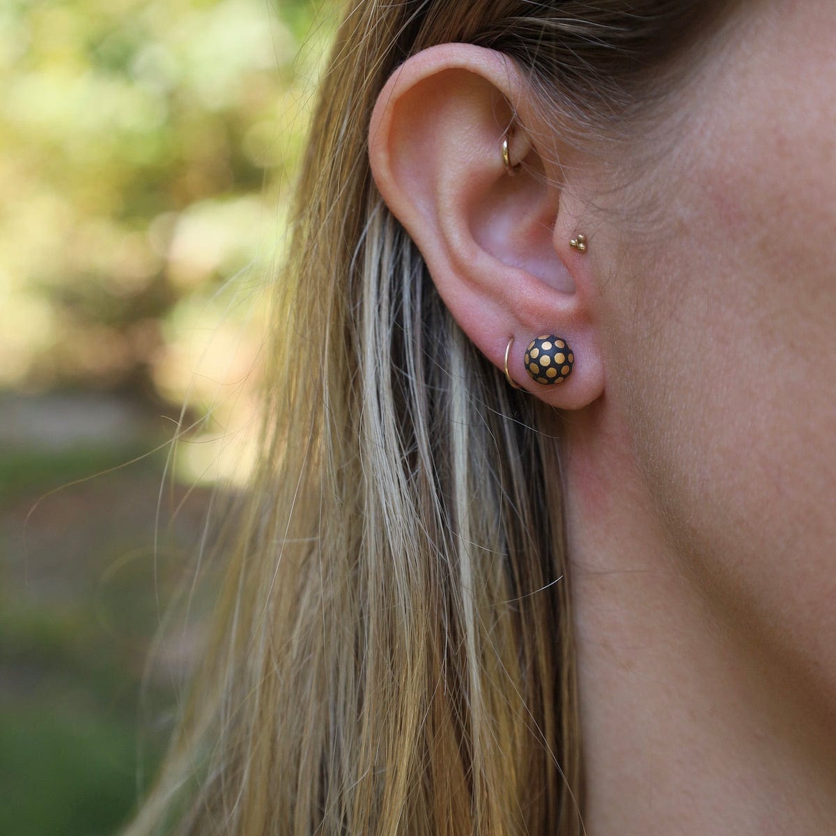 EAR-GF Matte Black Ladybug Studs