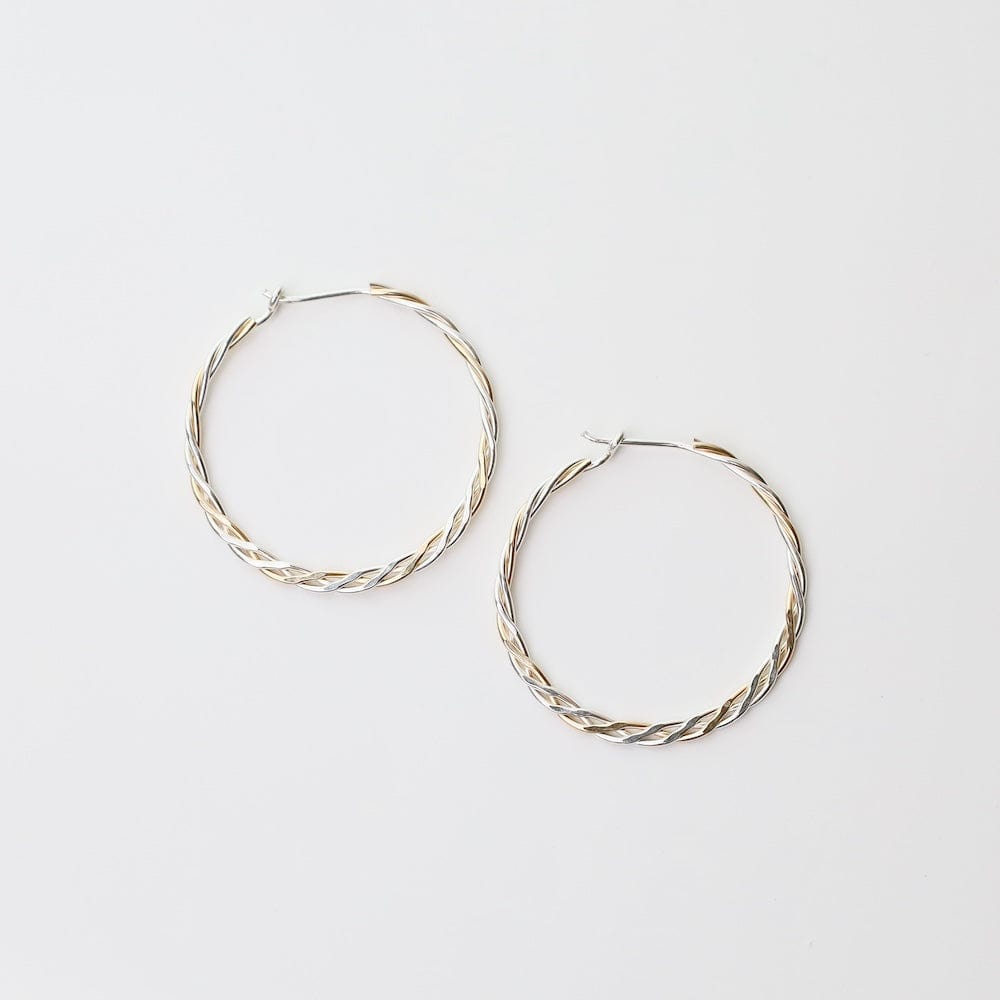 EAR-GF Medium Mixed Sterling Silver & Gold Filled Braided Hoops