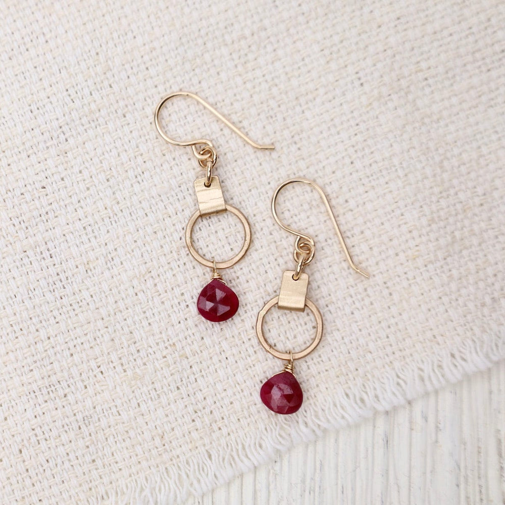 EAR-GF Mini Circle with Ruby Earrings