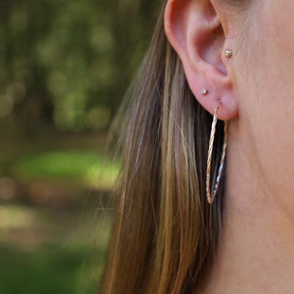 EAR-GF Mixed Sterling Silver & Gold Filled Braided Hoops