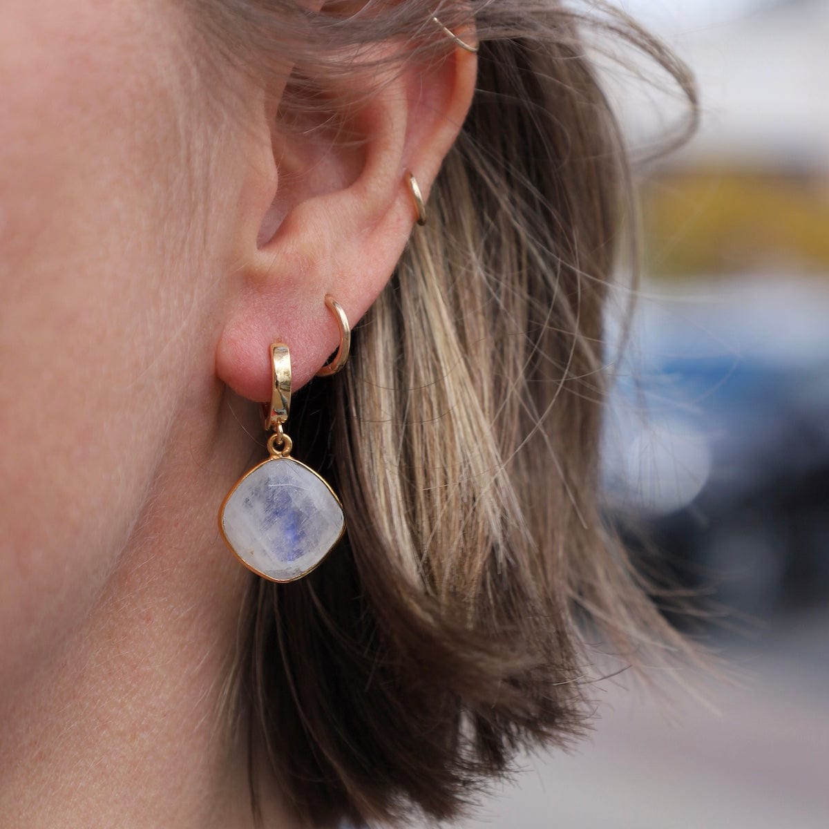 EAR-GF Moonstone Huggie Hoop Earrings