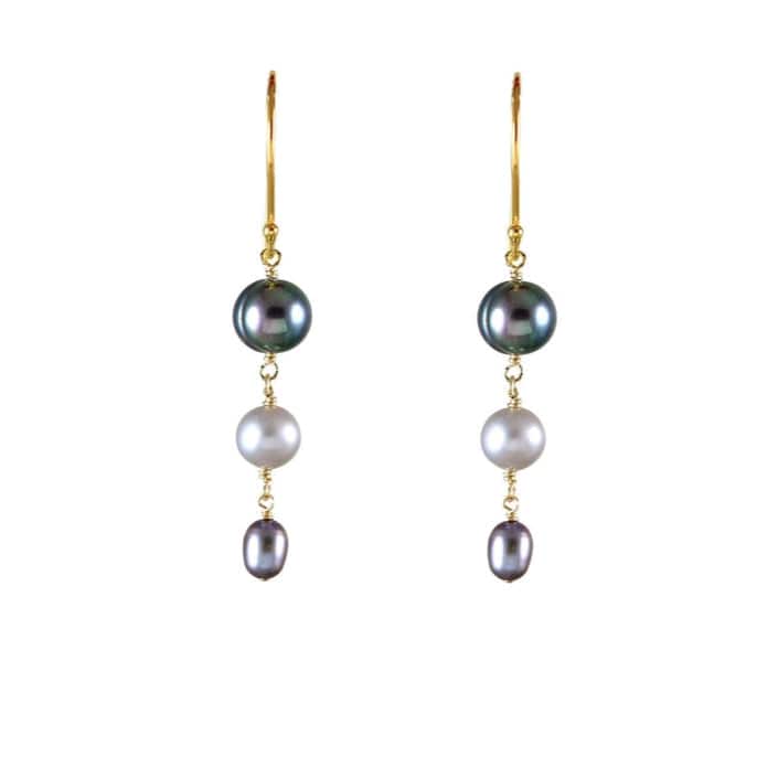 EAR-GF Multi Color Graduated Grey Pearl Earrings