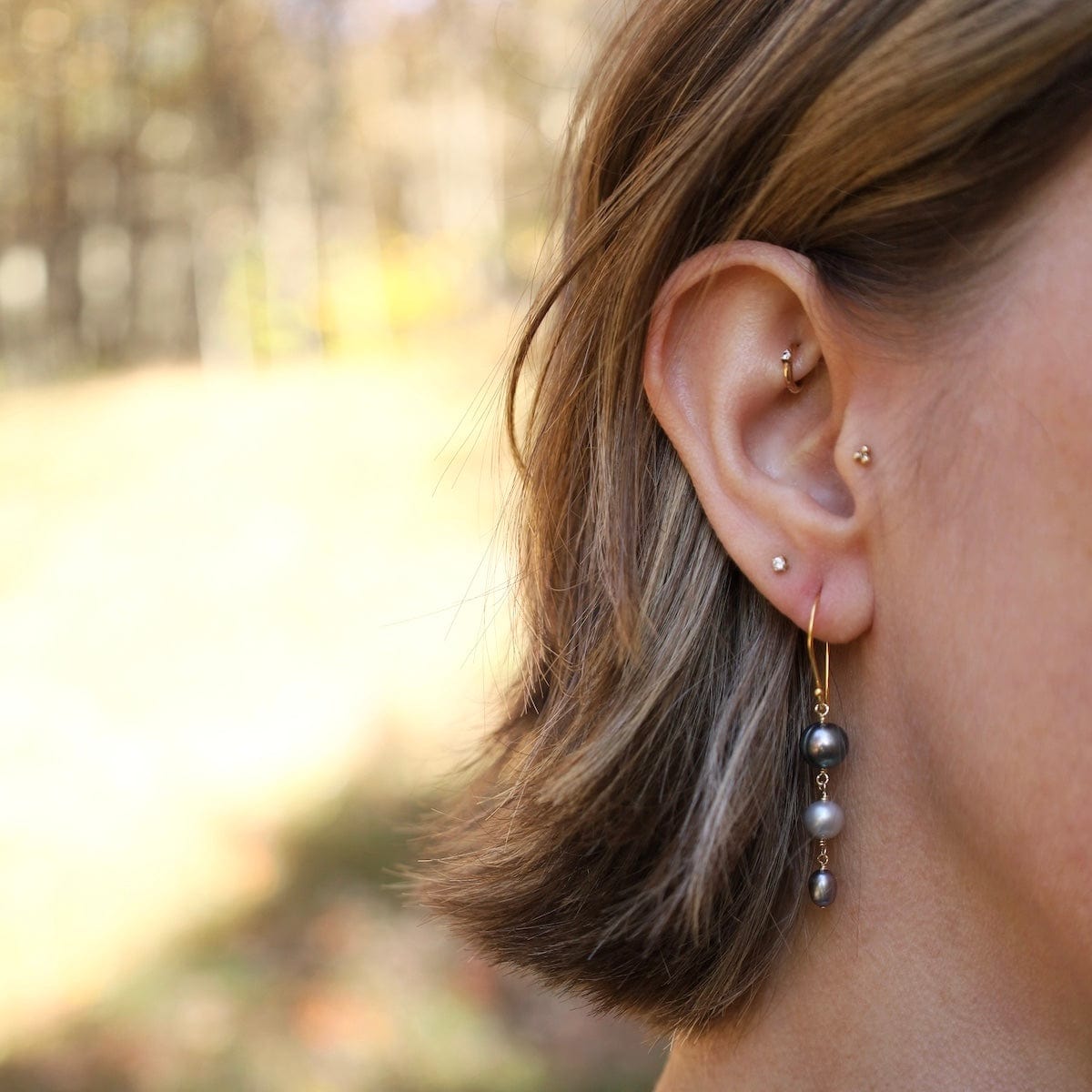EAR-GF Multi Color Graduated Grey Pearl Earrings