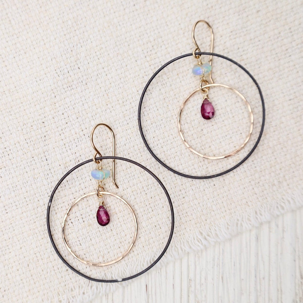 EAR-GF Multi Ring Earrings with Opal & Tourmaline