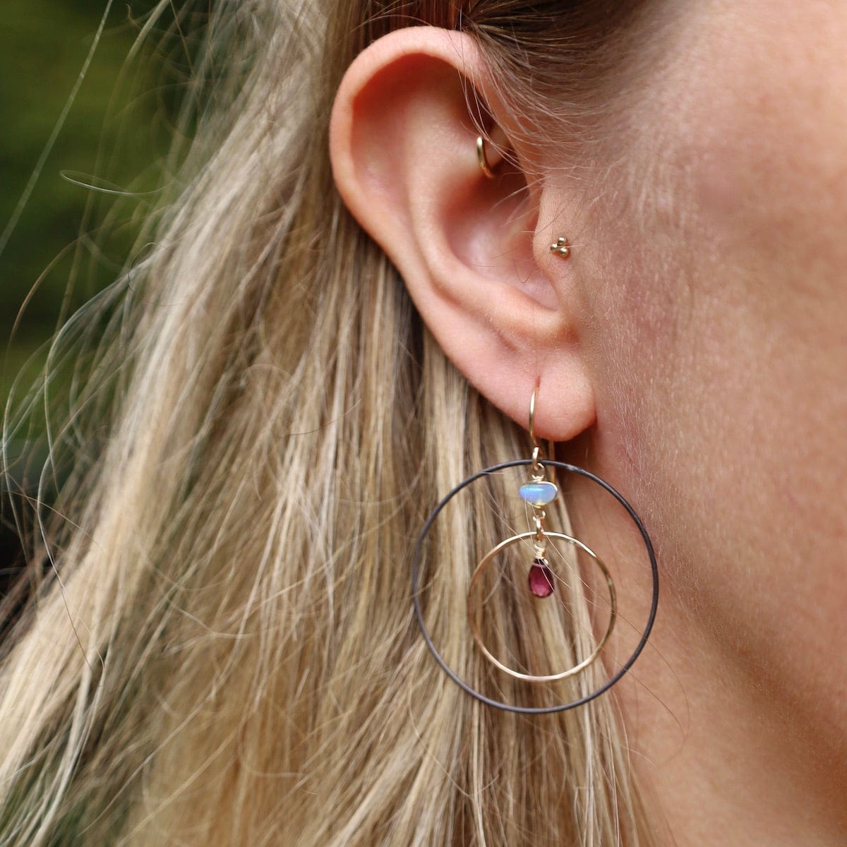 EAR-GF Multi Ring Earrings with Opal & Tourmaline