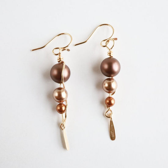EAR-GF One Long Climb Brown Pearl Earring - Gold Filled