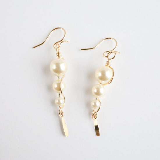 EAR-GF One Long Climb White Pearl Earring - Gold Filled