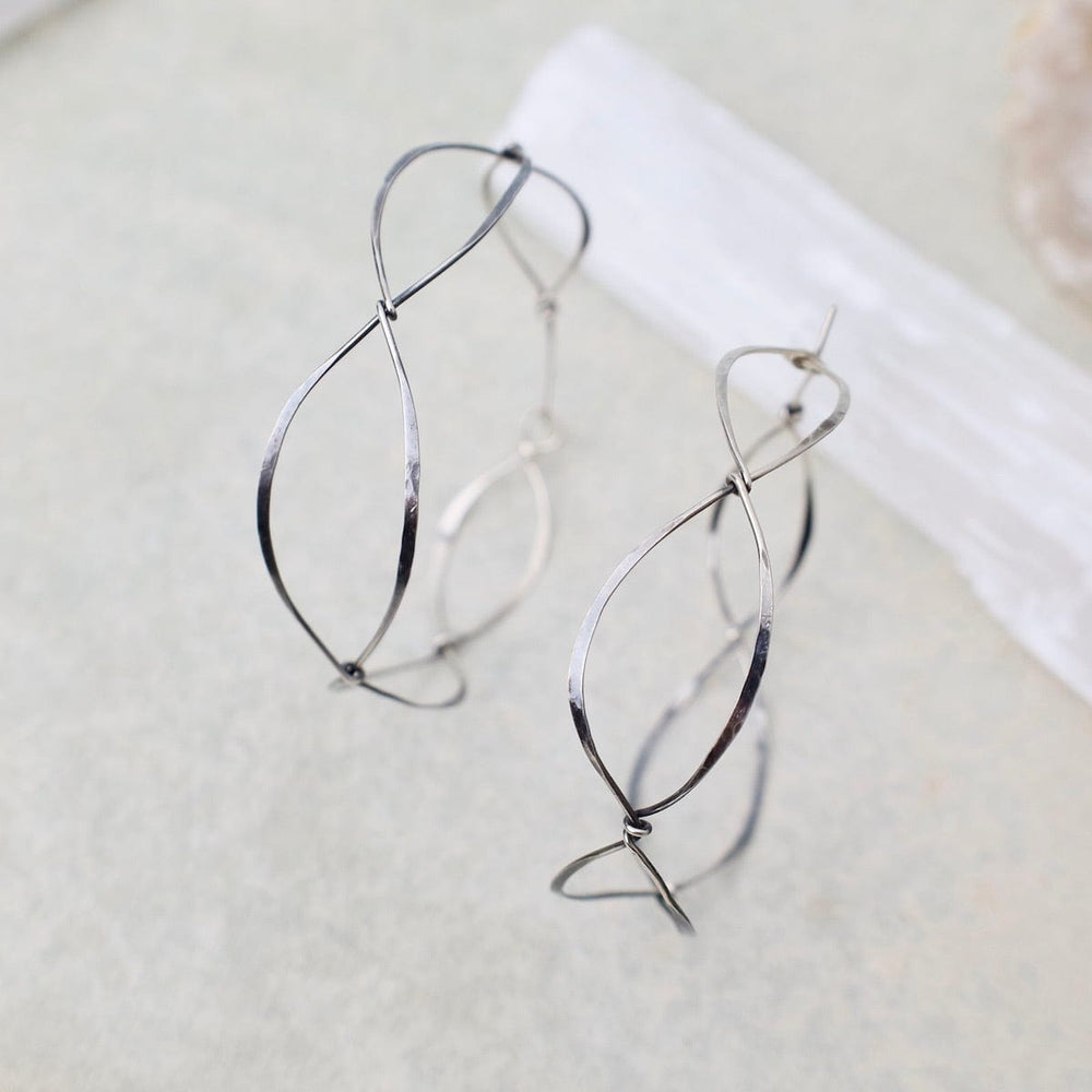 EAR-GF Oxidized Sterling Silver Slalom Hoops