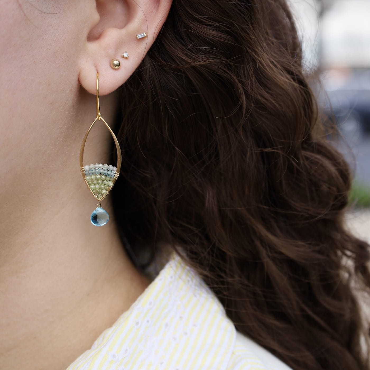 EAR-GF Peridot & Apatite Gold Marquise Earrings