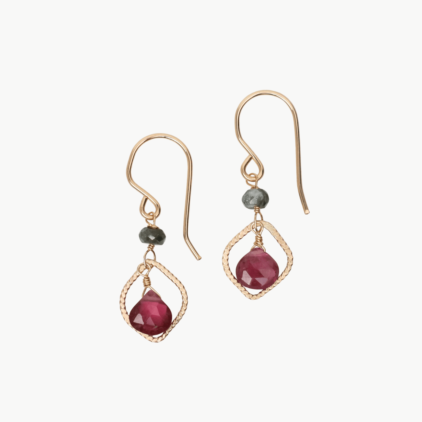 EAR-GF Petite Framed Rhodolite Garnet Earrings