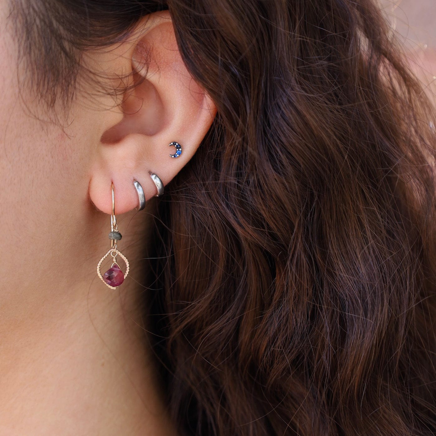 EAR-GF Petite Framed Rhodolite Garnet Earrings