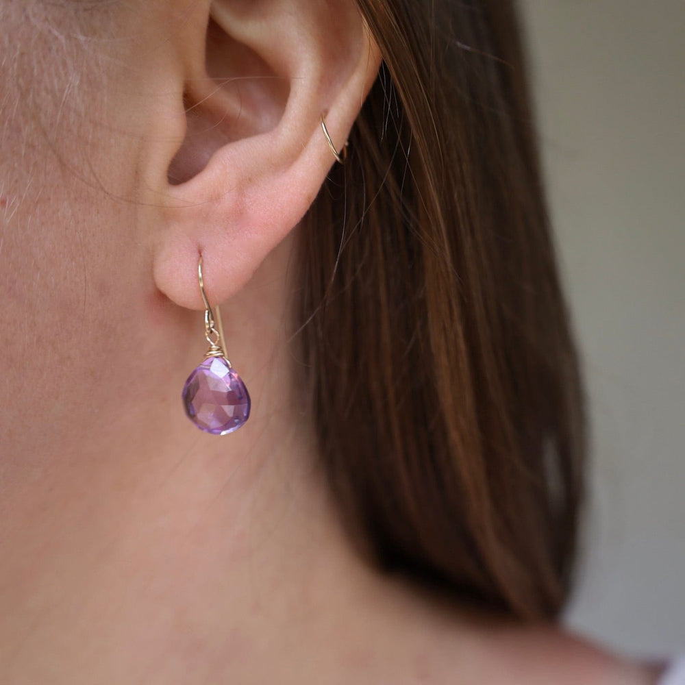 EAR-GF Pink Amethyst Teardrop Earring