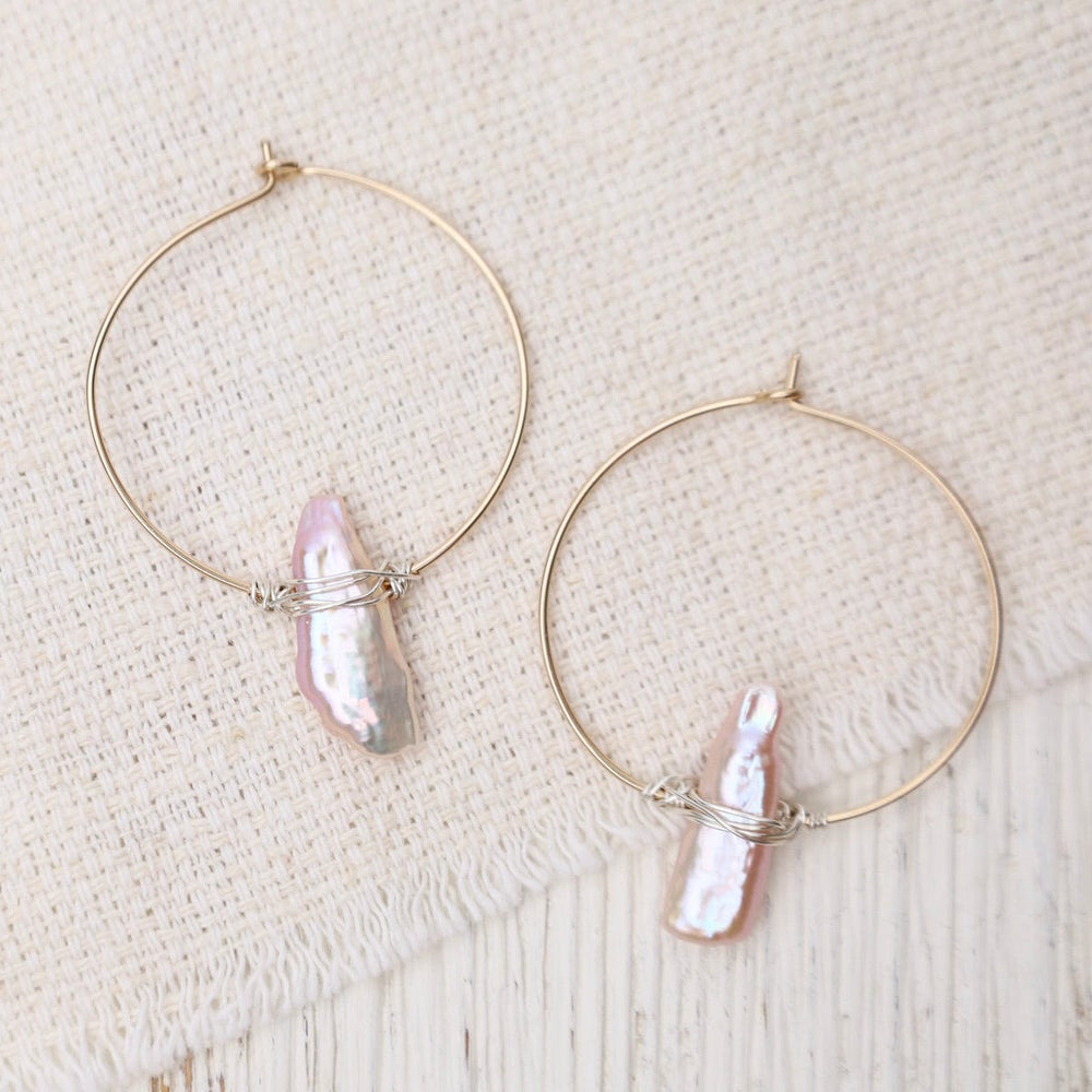 
                      
                        EAR-GF Pink Pearl Spike Hoop Earrings
                      
                    