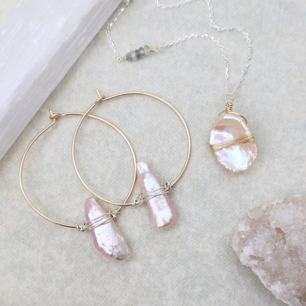 
                      
                        EAR-GF Pink Pearl Spike Hoop Earrings
                      
                    