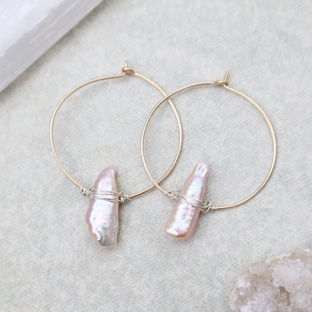 
                      
                        EAR-GF Pink Pearl Spike Hoop Earrings
                      
                    