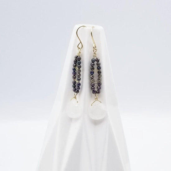 EAR-GF Pyrite Oval and Moonstone Drop Earring