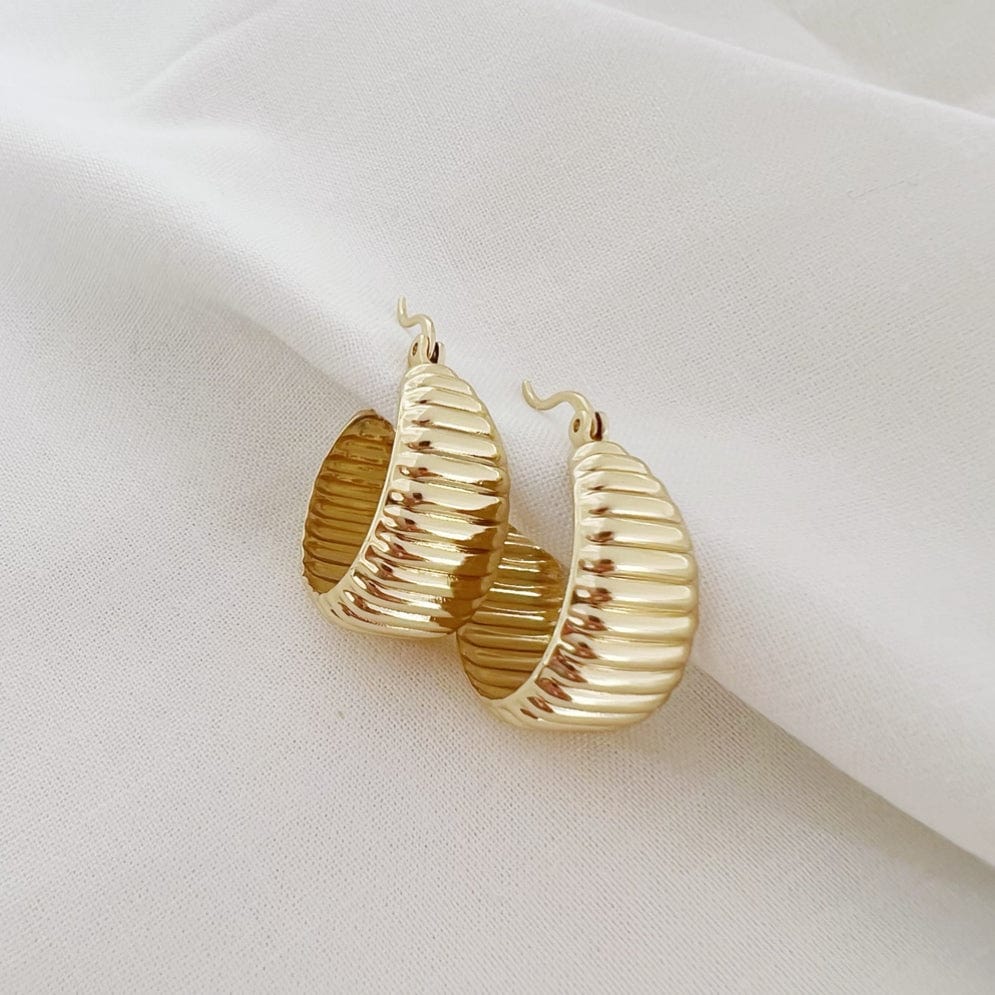 EAR-GF Riley Textured Dome Hoops Earrings Gold Filled