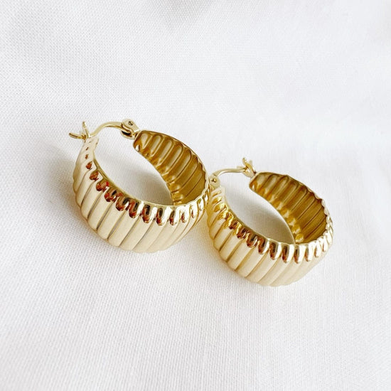 EAR-GF Riley Textured Dome Hoops Earrings Gold Filled