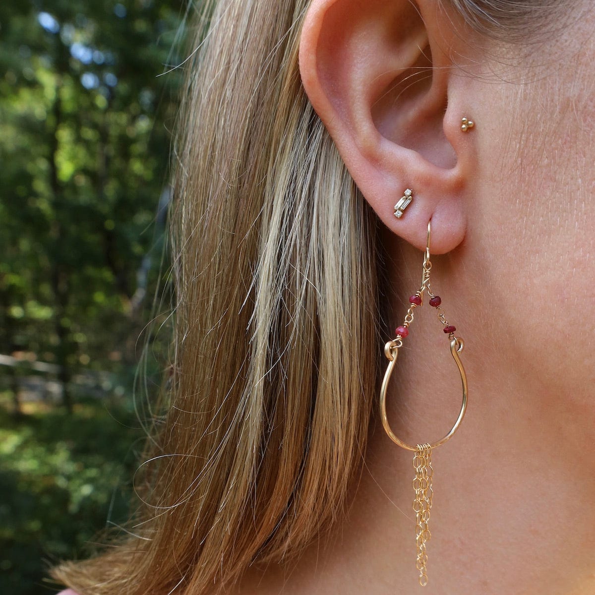 EAR-GF Ruby Horseshoe Dangle Earrings