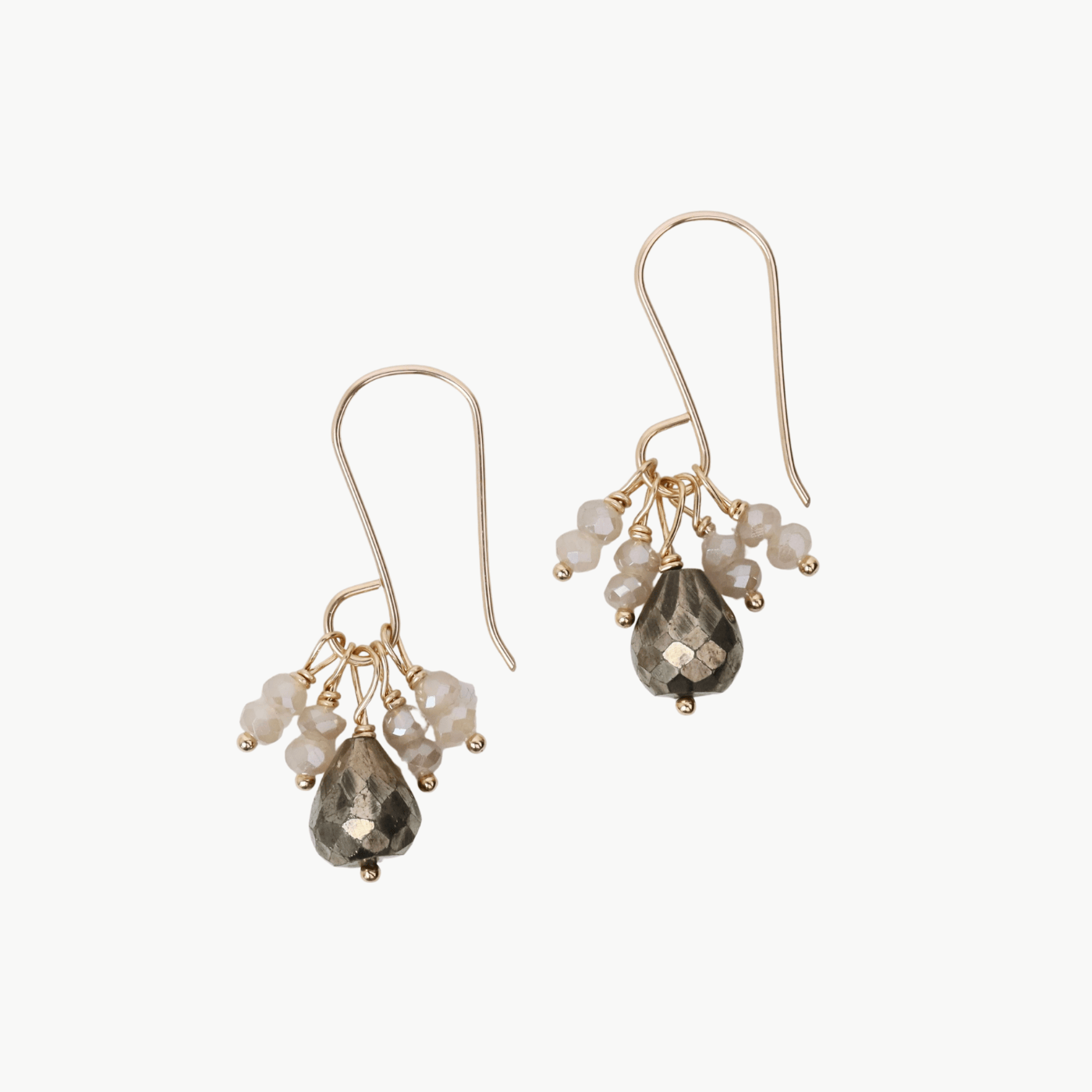 EAR-GF Sandy quartz & pyrite cluster earrings