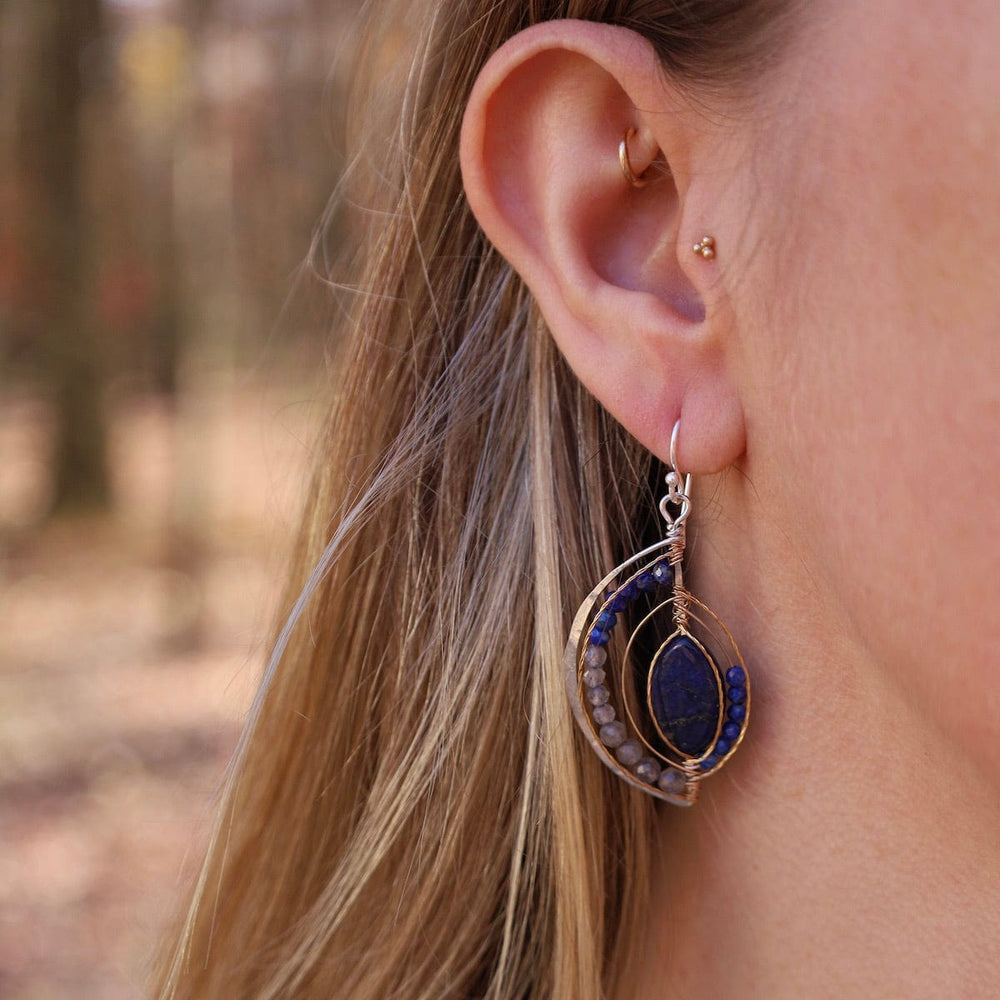 EAR-GF Silver & Gold Filled Lapis Half Moon Madness Earrings