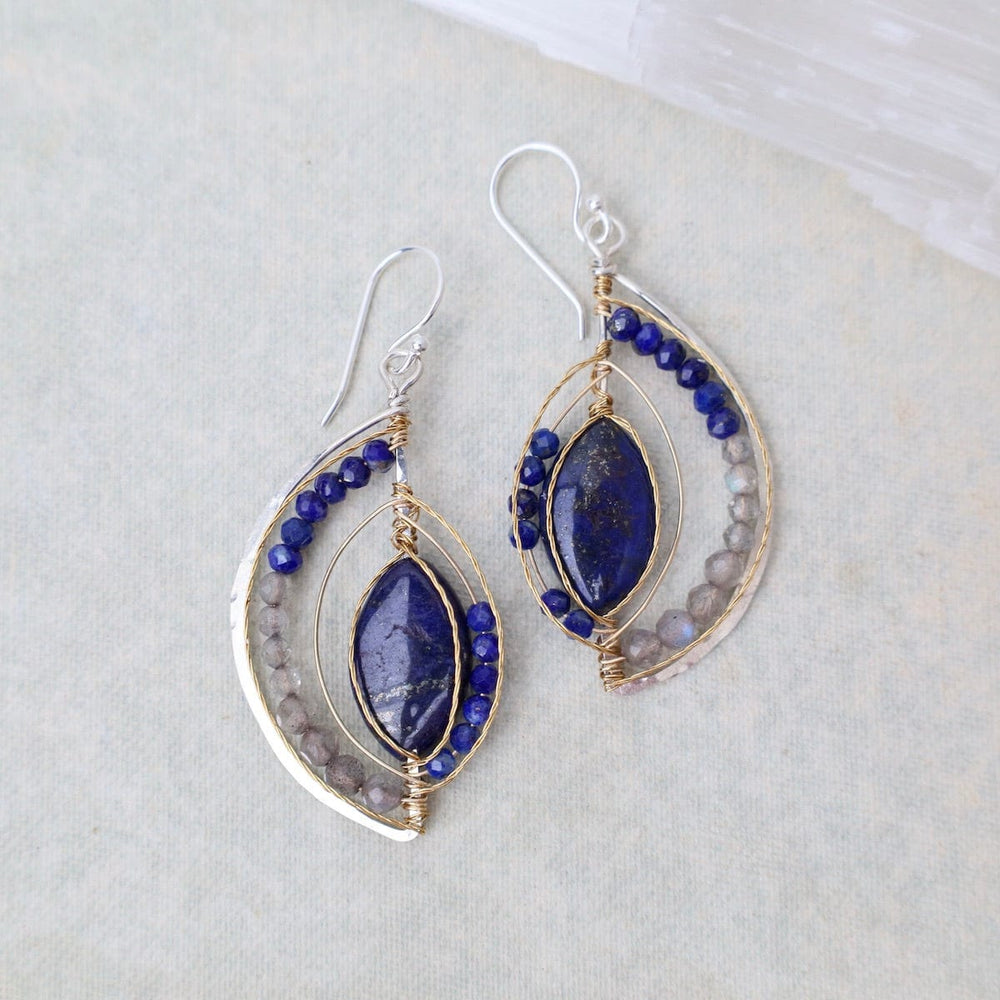 EAR-GF Silver & Gold Filled Lapis Half Moon Madness Earrings